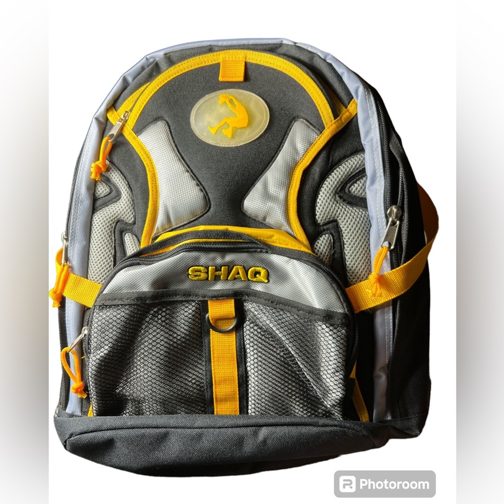 Vtg Starter Shaquille Shaq Oneal Black Yellow Gray Back Pack